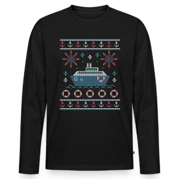 Navire Fischer Nordsee Ugly Christmas - T-shirt manches longues Premium bio Homme - noir - Devant - Nico (187cm)