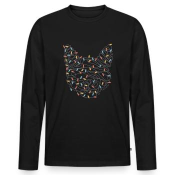 Christmas Cat LED Christmas Lights - Men's Premium Organic Long Sleeve Shirt - black - Front - Nico (187cm)