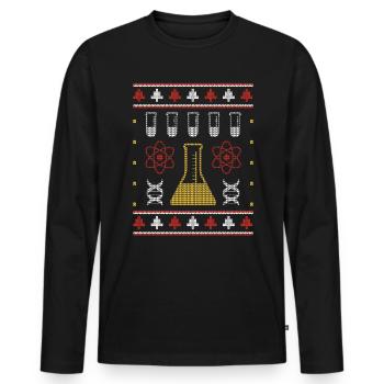 Chemiker Ugly Christmas Sweater Chemie - Männer Premium Bio Langarmshirt - Schwarz - Vorne - Nico (187cm)