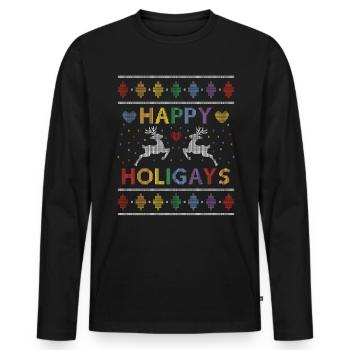 Regenbogen Gay Love LGBTQ Ugly Sweater - Männer Premium Bio Langarmshirt - Schwarz - Vorne - Nico (187cm)