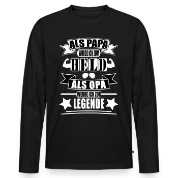 Opa vom Held zur Legende - Männer Premium Bio Langarmshirt - Schwarz - Vorne - Nico (187cm)