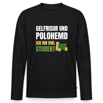 Gelfrisur & Polohemd Ich Bin BWL Student - Männer Premium Bio Langarmshirt - Schwarz - Vorne - Nico (187cm)