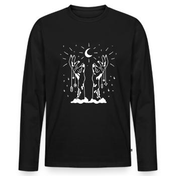 Goth Satan Okkult Schwarz Magie Mond Gothic - Männer Premium Bio Langarmshirt - Schwarz - Vorne - Nico (187cm)