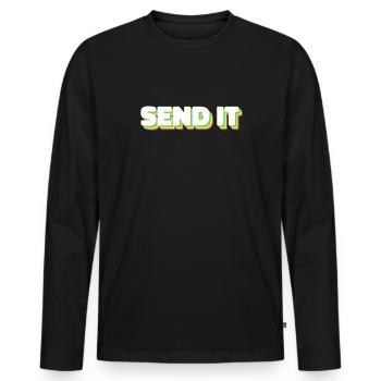 Retro Send It Full Send - Men's Premium Organic Long Sleeve Shirt - black - Front - Nico (187cm)