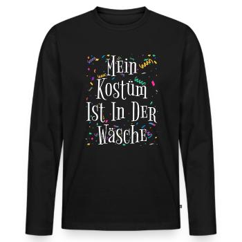 Witzig Kostüm Spruch Karneval Fasching Konfetti - Männer Premium Bio Langarmshirt - Schwarz - Vorne - Nico (187cm)