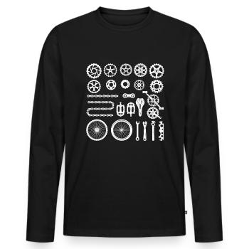 Radfahrer Fahrrad Mountain Bike Fahrradteile - Männer Premium Bio Langarmshirt - Schwarz - Vorne - Nico (187cm)