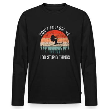 Ich Mache Dumme Sachen - Freestyle Skiing - Männer Premium Bio Langarmshirt - Schwarz - Vorne - Nico (187cm)
