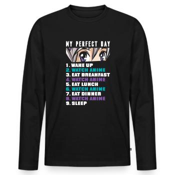 Anime Lovers Otaku Anime Kawaii Perfect Day - T-shirt manches longues Premium bio Homme - noir - Devant - Nico (187cm)