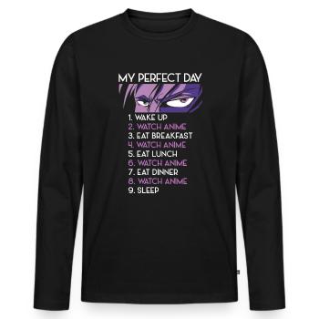 Anime Perfect Day Anime Lovers Otaku Japonais - T-shirt manches longues Premium bio Homme - noir - Devant - Nico (187cm)