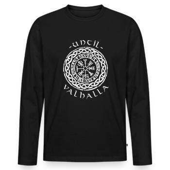 Vers Valhalla - Boussole nordique-celtique - T-shirt manches longues Premium bio Homme - noir - Devant - Nico (187cm)