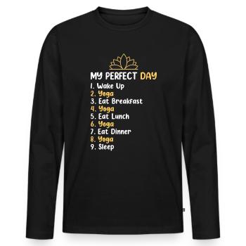Meditation Yoga Om Peace Yoga Lover - Men's Premium Organic Long Sleeve Shirt - black - Front - Nico (187cm)