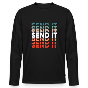 Retro Send It - Men's Premium Organic Long Sleeve Shirt - black - Front - Nico (187cm)