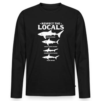 Surfer Sharks Beach Wave Surf Surfing - Men's Premium Organic Long Sleeve Shirt - black - Front - Nico (187cm)