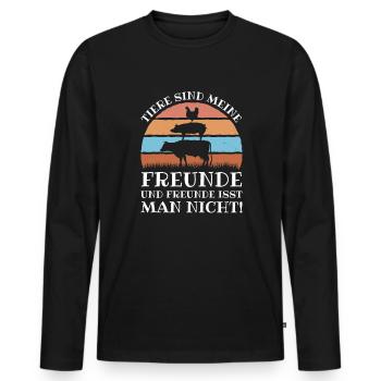 Tiere Sind Meine Freunde - Veganer Vegan - Männer Premium Bio Langarmshirt - Schwarz - Vorne - Nico (187cm)