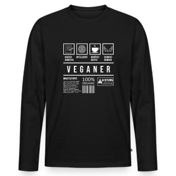 Tierschutz Veganismus VEGAN Lustig Veganer - Männer Premium Bio Langarmshirt - Schwarz - Vorne - Nico (187cm)