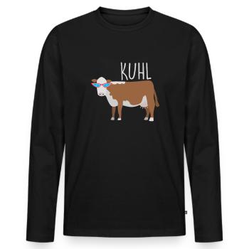 Kuh KUHL Lustig Landwirt Bauer Bauernkind - Männer Premium Bio Langarmshirt - Schwarz - Vorne - Nico (187cm)