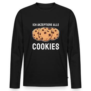 Keks Coder IT Akpzeptiere Cookies Cookie Website - Männer Premium Bio Langarmshirt - Schwarz - Vorne - Nico (187cm)