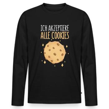 Coder IT Cookie Akpzeptiere Cookies Computer - Männer Premium Bio Langarmshirt - Schwarz - Vorne - Nico (187cm)