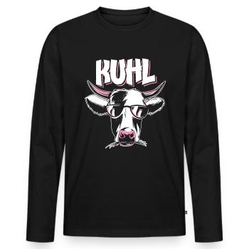 Kuh Landwirt Traktor Bauernhof Lustig KUHL - Männer Premium Bio Langarmshirt - Schwarz - Vorne - Nico (187cm)