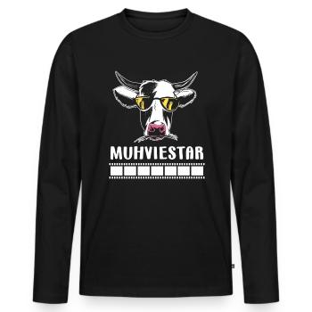 Kuh Landwirt Bauernhof Traktor - Männer Premium Bio Langarmshirt - Schwarz - Vorne - Nico (187cm)