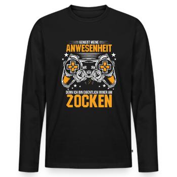 Zocker Spruch PC Computer Gaming Gamer Zocken - Männer Premium Bio Langarmshirt - Schwarz - Vorne - Nico (187cm)