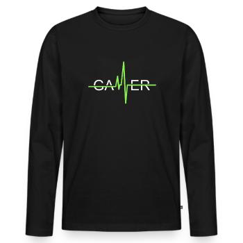 Gaming Zocker Zocken Gamer PC Computer - T-shirt manches longues Premium bio Homme - noir - Devant - Nico (187cm)