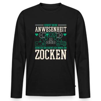 Controller Zocken Gamer Gaming - Männer Premium Bio Langarmshirt - Schwarz - Vorne - Nico (187cm)