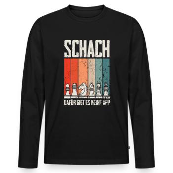 Lustig Schachfiguren Schach Schachbrett - Männer Premium Bio Langarmshirt - Schwarz - Vorne - Nico (187cm)