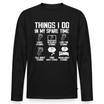 Storm Chaser Tornado Chasing Funny Twister Chasers - T-shirt manches longues Premium bio Homme - noir - Devant - Nico (187cm)