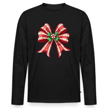 Weihnachtsgeschenk mit Zuckerrohrschleife - Männer Premium Bio Langarmshirt - Schwarz - Vorne - Nico (187cm)