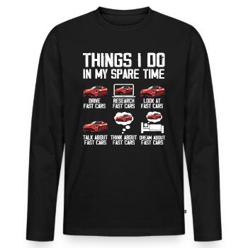 Things I Do In My Spare Time Car Lover - Men's Premium Organic Long Sleeve Shirt - black - Front - Nico (187cm)