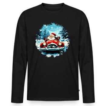 Autofahrer Weihnachten / Weihnachtsmann Autofahrer - Männer Premium Bio Langarmshirt - Schwarz - Vorne - Nico (187cm)