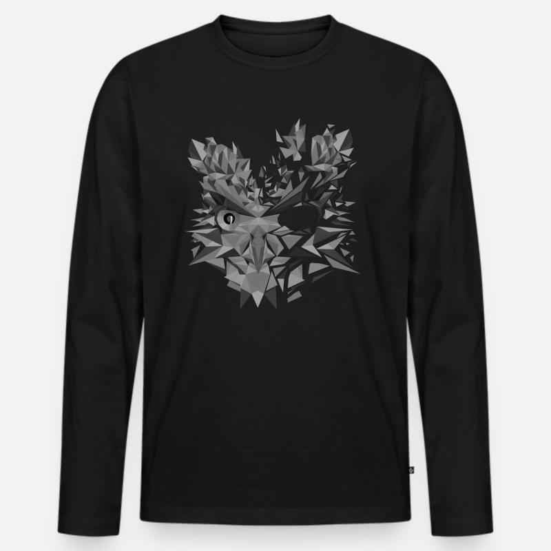 Eule Grau - Männer Premium Bio Langarmshirt - Schwarz