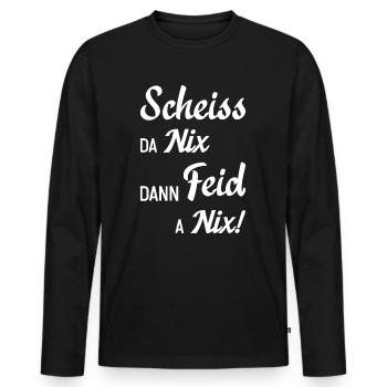 Bayern Dialekt Mundart Spruch - Männer Premium Bio Langarmshirt - Schwarz - Vorne - Nico (187cm)