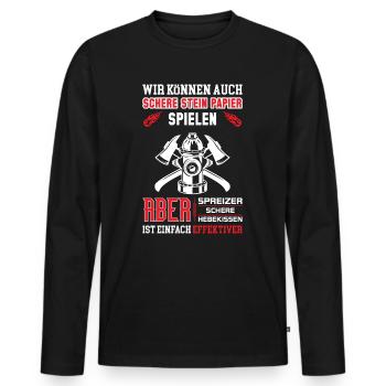 Fire brigade saying - Men's Premium Organic Long Sleeve Shirt - black - Front - Nico (187cm)