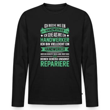 Artisan gift - Men's Premium Organic Long Sleeve Shirt - black - Front - Nico (187cm)