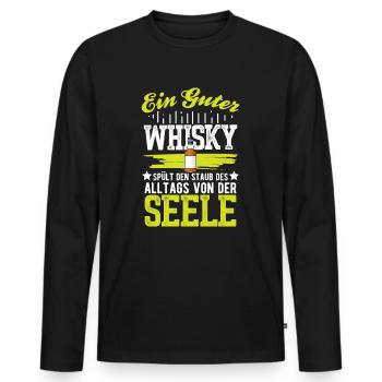 Whisky disant cadeau - T-shirt manches longues Premium bio Homme - noir - Devant - Nico (187cm)