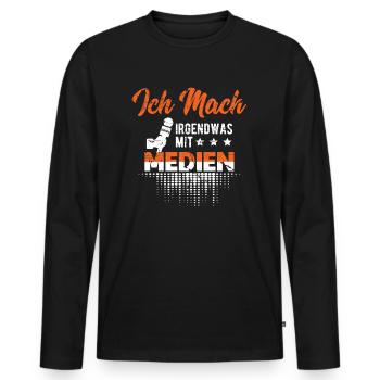 Quelque chose avec la profession des médias - T-shirt manches longues Premium bio Homme - noir - Devant - Nico (187cm)