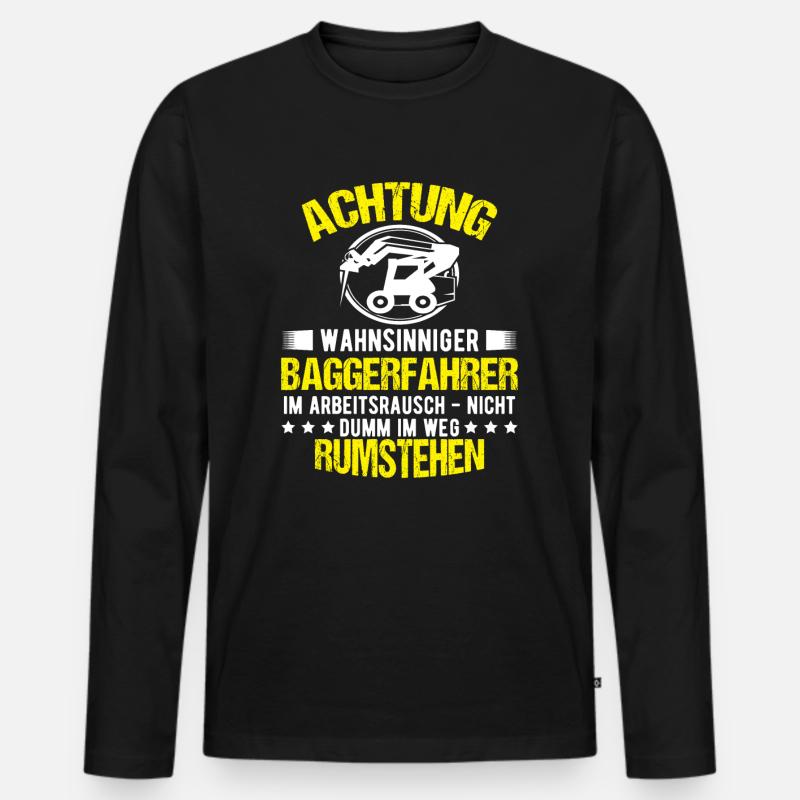 Baggerfahrer - Männer Premium Bio Langarmshirt - Schwarz