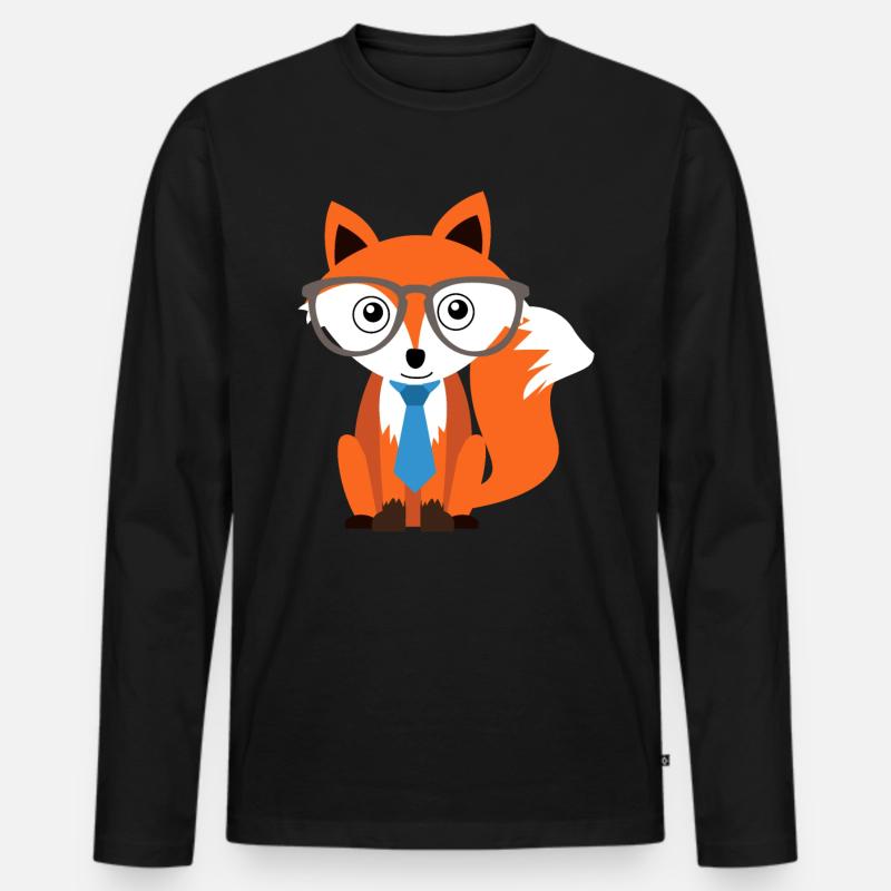 Fuchs - Männer Premium Bio Langarmshirt - Schwarz
