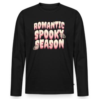 Romantische Jahreszeit-Herz-Stimmung Halloween - Männer Premium Bio Langarmshirt - Schwarz - Vorne - Nico (187cm)