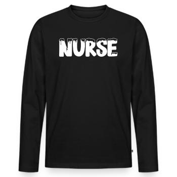 Text Eis Weihnachten Kostüm Krankenschwester - Männer Premium Bio Langarmshirt - Schwarz - Vorne - Nico (187cm)