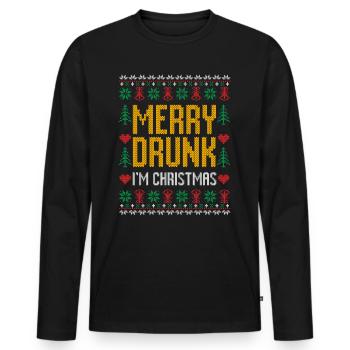 Merry drunk I'm Christmas Ugly Christmas Geschenk - Männer Premium Bio Langarmshirt - Schwarz - Vorne - Nico (187cm)