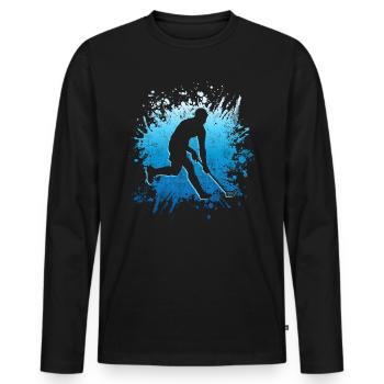 Floorball Player Floorballer Salibandy Floorball - Men's Premium Organic Long Sleeve Shirt - black - Front - Nico (187cm)
