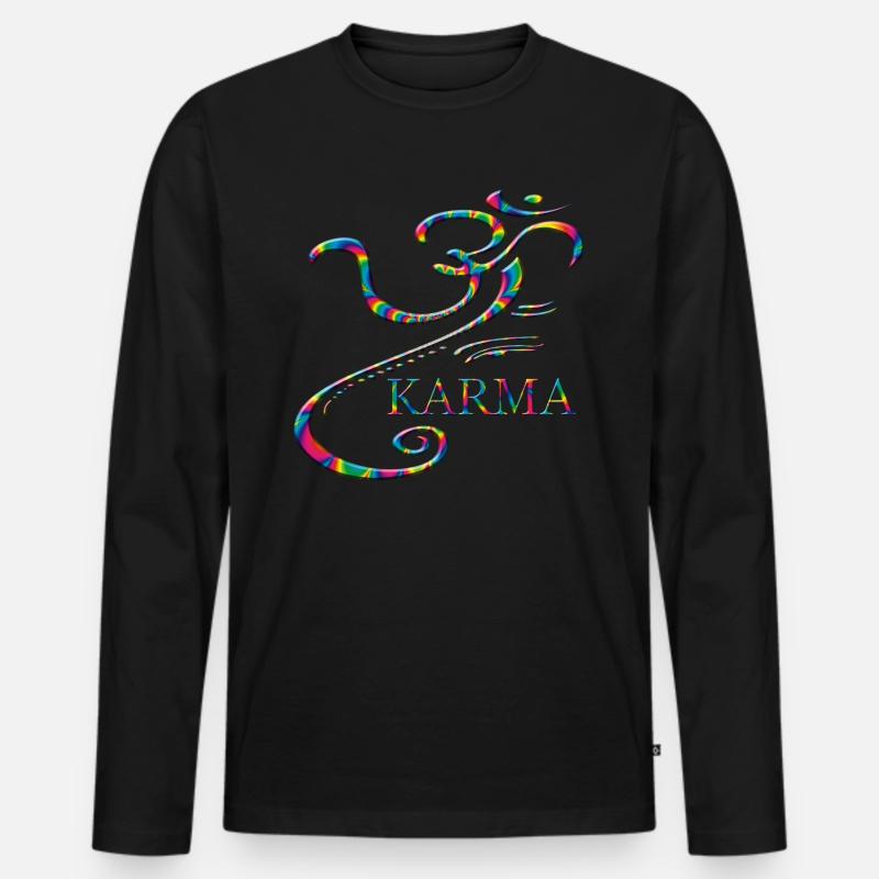 Karma - Männer Premium Bio Langarmshirt - Schwarz