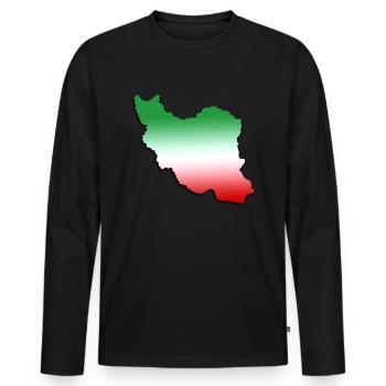 Iran - T-shirt manches longues Premium bio Homme - noir - Devant - Nico (187cm)