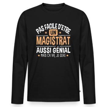 Magistrat génial. Cadeau juge tribunal loi justice - T-shirt manches longues Premium bio Homme - noir - Devant - Nico (187cm)