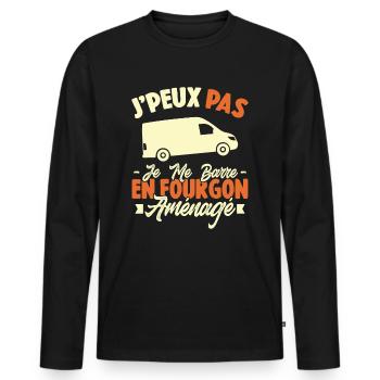 J'peux pas j'me barre en fourgon aménagé - T-shirt manches longues Premium bio Homme - noir - Devant - Nico (187cm)