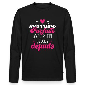 Marraine parfaite avec plein de jolis défauts - T-shirt manches longues Premium bio Homme - noir - Devant - Nico (187cm)