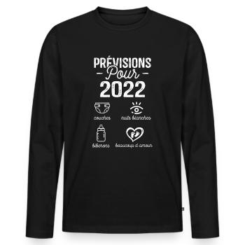 2022 Annonce Grossesse Papa Annonces Grossesse - T-shirt manches longues Premium bio Homme - noir - Devant - Nico (187cm)